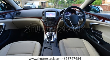 The inside of a luxury car.