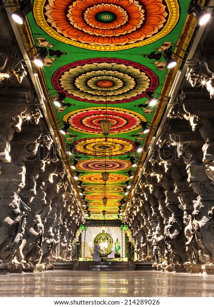 Inside Meenakshi Hindu Temple Madurai Tamil Stock Photo 214289026 