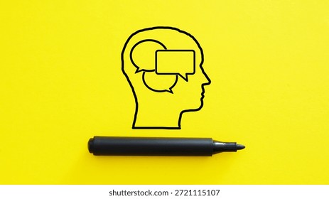 Inside Mind Self Talk Concept - Inner Dialogue, Internal Monologue and Thought Process. Mental Health, Self Awareness, Overthinking and Cognitive Psychology