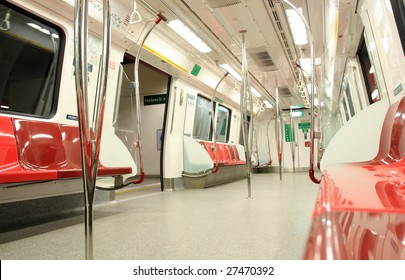 Inside Of Modern Train In Singapore