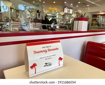 Inside An In N Out During Covid Precautions - Social Distancing - No Indoor Dining - Marin County, CA, January 18, 2021