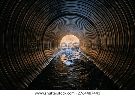 Inside new modern sewer system. Sewage and drainage in plastic round pipe.
