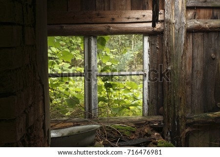 Similar – Rusty window with flower pots