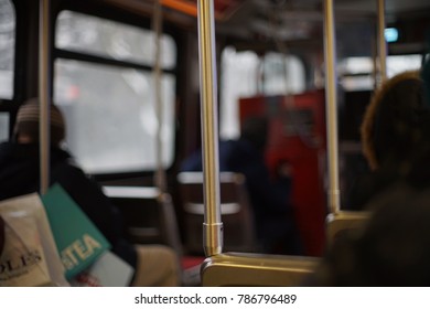 Inside an old bus