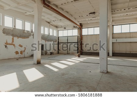 Inside an old industrial hall under renovation