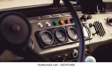 inside old world war two car 