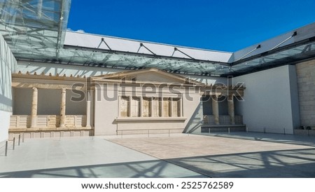 Inside the Polycentric Museum of Aigai (Aegae), Vergina, Greece. Archaeology place with artifacts from the ancient Kingdom of Macedon. Architectural Archaeology.