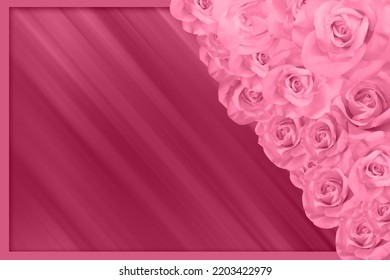 Inside Right Pink Roses Stacked On Pink Frame And Motion Speed Blur Background, Nature, Object, Banner, Copy Space