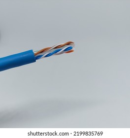 The Inside Of The Rj45 Lan Cable Category 6 On White Background