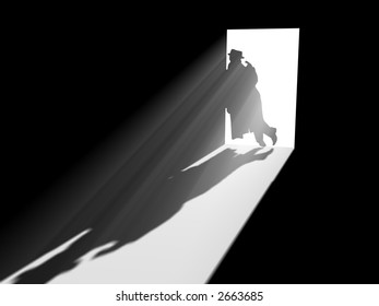 Inside a room with opened door