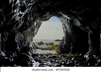 Inside A Sea Cave In Trefin, South Wales