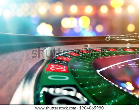 Inside of a spinning Roulette wheel close up at the Casino - Selective Focus