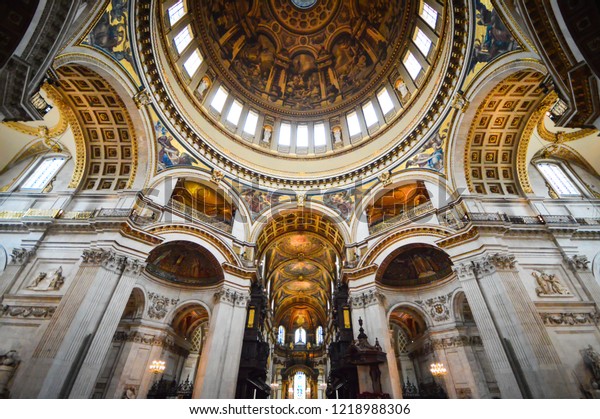 Inside St Pauls Cathedral London Interior Interiors Stock
