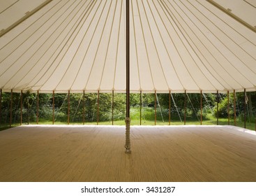 Inside Of A Traditional Pole Marquee With No Walling Put Up So The Sides Are Open