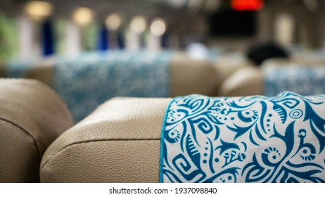 The Inside Of A Train Cabin, Close Up Of A Textile Chair Luxury