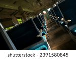 Inside of the train in Kofuku Station, a closed railway station on the defunct Hiroo Line, now remains a popular sightseeing spot because of its name means happiness, Obihiro, Tokachi, Hokkaido, Japan