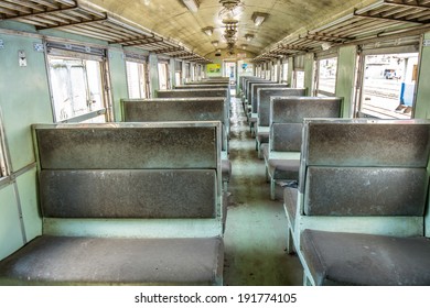 inside train and old empty chair