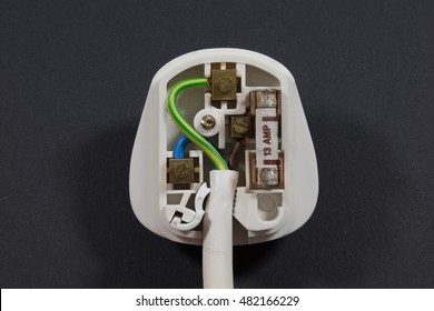 Inside a United Kingdom 3 pin plug with 13 amp fuse .