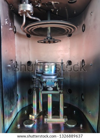 Inside vacuum chamber of magnetron sputtering system
