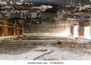 Inside View Of A Burned Down Building 