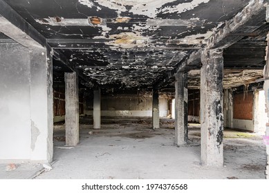 Inside View Of A Burned Down Building 