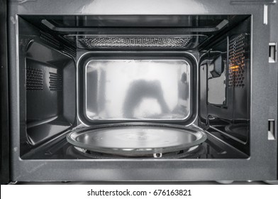 Inside View Of Clean, Empty Microwave