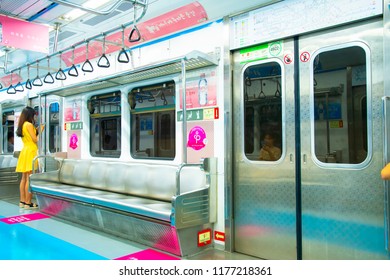inside view for the Metropolitan Subway Seoul, South Korea.Taken on 2018  September 9.