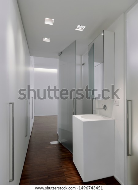 Inside View Modern Bathroom On Left Stock Photo Edit Now 1496743451