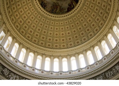 Inside view on the rotunda ceiling of US Capitol