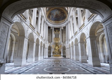 Inside View Of The Royal Chapelle Of Versailles Palace, France