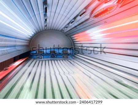 Inside view of Tanning Bed UV solarium light for skin darkening