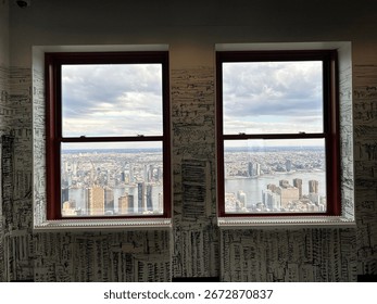 Inside viewing deck of Empire State Building. New York, USA. March 1st 2025