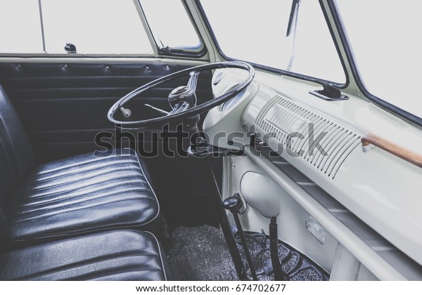 Inside from a vintage\
van