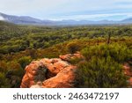 Inside Wilpena Pound valley of Flinders Ranges national park in South Australia from Wangara lookout.