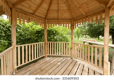 Inside Of Wooden Gazebo Under Construction