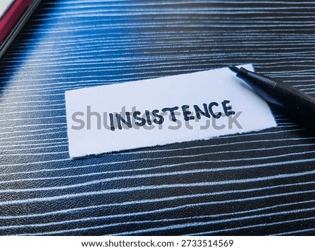 Insistence writting on table background. 