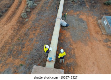 Inspection Of Water Pipeline In Outback South Australia