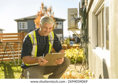 The inspector or engineer is checking the building structure and house. After the renovate is complete