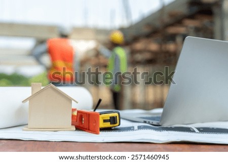 inspector engineer and owner project is inspecting construction and quality assurance new house. Engineers or architects or contactor work to build the house before handing it over to the homeowner
