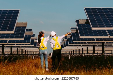 Inspector engineering concept; Engineer inspect solar panel  at solar power plant 