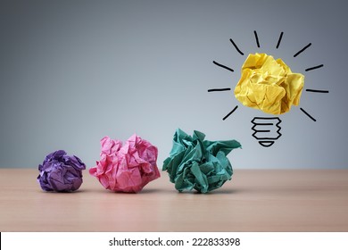 Inspiration concept crumpled paper light bulb metaphor for good idea - Shutterstock ID 222833398