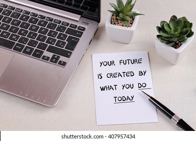 Inspiration Motivation Quotation Your Future Created Stock Photo ...