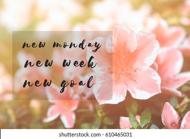 Inspiration And Motivation Quotes- New Monday, New Week, New Goal Retro Styled.