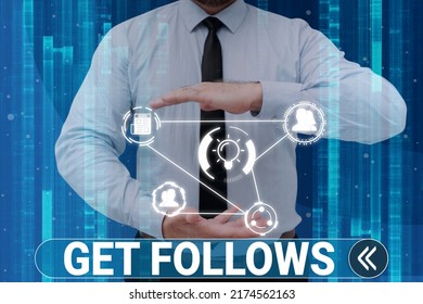 Inspiration Showing Sign Get Follows. Business Showcase Person Who Imitates Copies Or Takes As Model Ideal Person Businessman In Suit Holding Open Palms Represents Innovative Thinking.