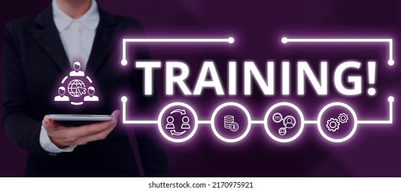 Inspiration showing sign Training. Business overview An activity occurred when starting a new job project or work Businessman in suit holding open palm symbolizing successful teamwork. - Shutterstock ID 2170975921
