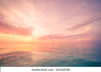 Inspirational calm sea with sunset sky. Meditation ocean and sky background. Colorful horizon over the water - Powered by Shutterstock