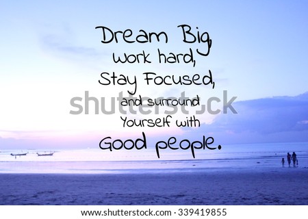 Inspirational quote on blurred beach background