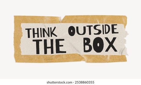 Inspirational text on torn paper reads 'Think Outside the Box'. Encourages creativity, innovation, and thinking outside the box. Motivational and thought-provoking. Inspirational quote background. - Powered by Shutterstock