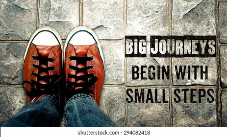 Inspire motivation quote, Big journeys begin with small steps, Poster of journey inspire quote 