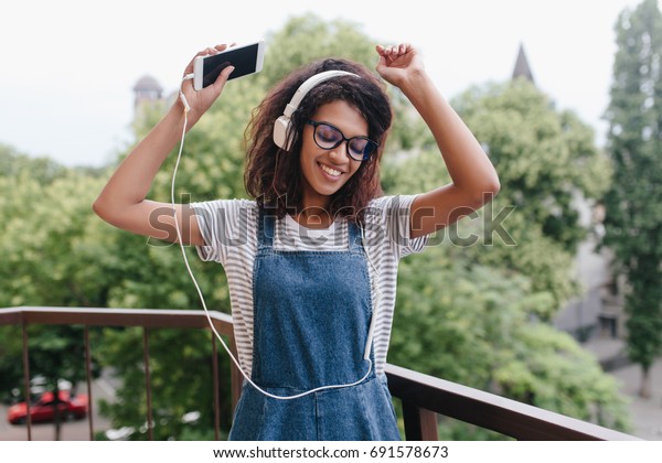 Inspired Black Girl Trendy Curly Hairstyle Stock Photo Edit